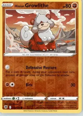 Hisuian Growlithe - SWSH10: Astral Radiance - Reverse Holo LP - #070/189 - Pokémon Card Single