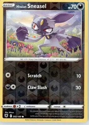Hisuian Sneasel - SWSH10: Astral Radiance - Reverse Holo LP - #092/189 - Pokémon Card Single
