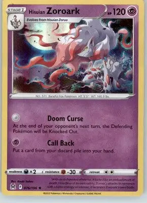 Hisuian Zoroark - SWSH11: Lost Origin - 076/196 - Holo LP - Pokémon Card Single