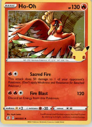 Ho-Oh - Celebrations - 001/025 - Holo LP - Pokémon Card Single