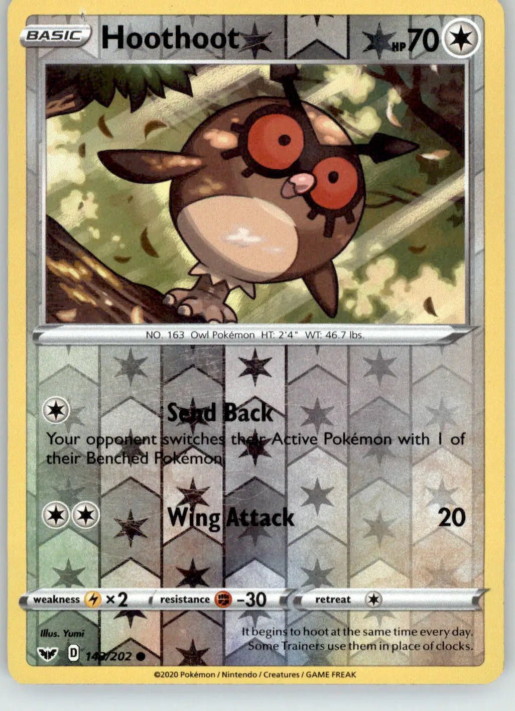 Hoothoot - Sword & Shield Base Set - 143/202 - Reverse Holo LP Pokemon - Pokémon Card Single