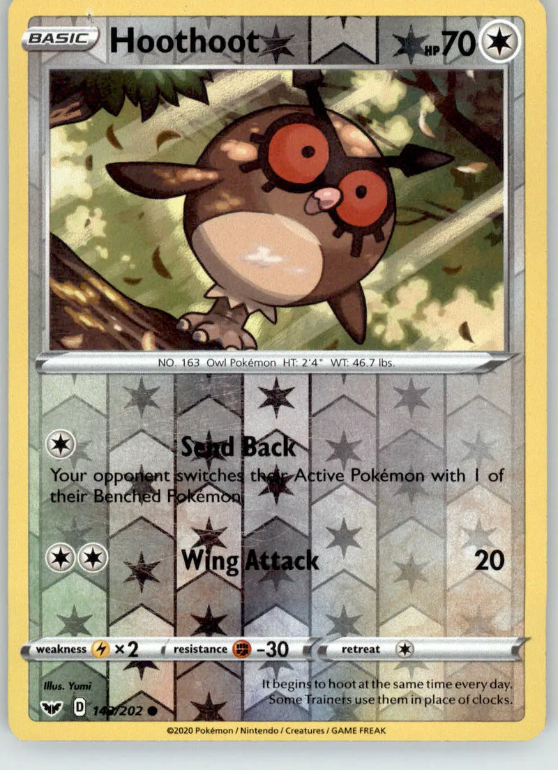 Hoothoot - Sword & Shield Base Set - 143/202 - Reverse Holo LP Pokemon - Pokémon Card Single
