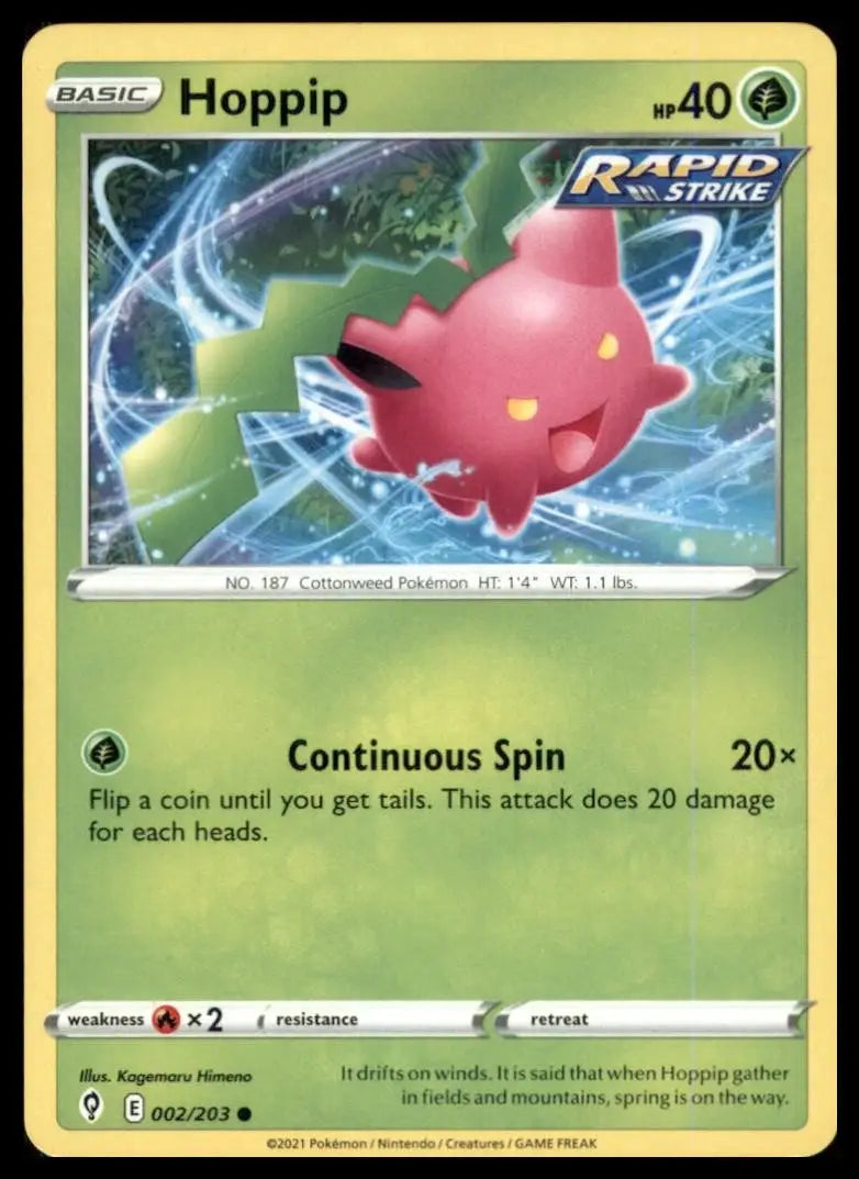 Hoppip 002/203 SWSH07: Evolving Skies Regular - Pokémon Card Single