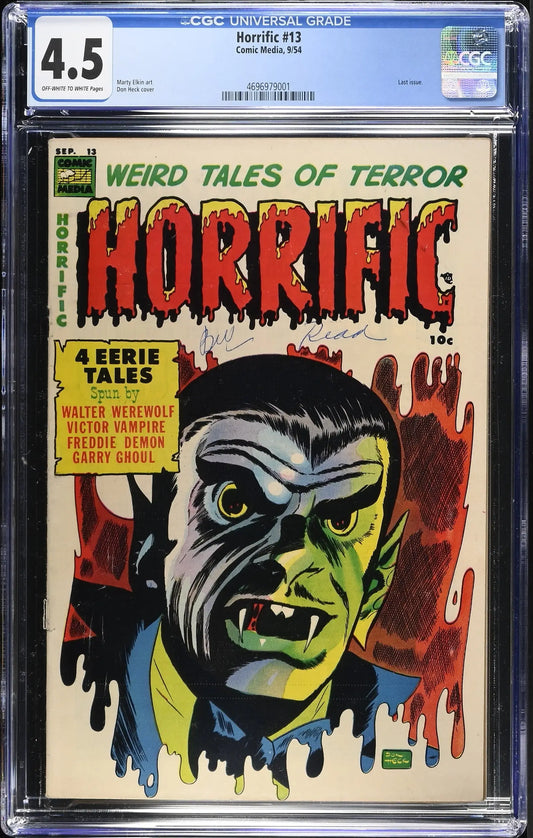 Horrific #13 (1954) Graded CGC 4.5 VG+ Last Issue Don Heck Cover - Comic Book