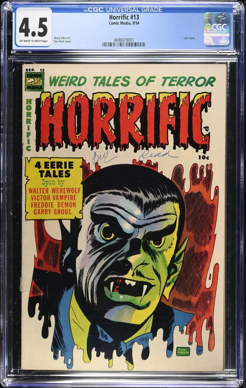 Horrific #13 (1954) Graded CGC 4.5 VG+ Last Issue Don Heck Cover - Comic Book