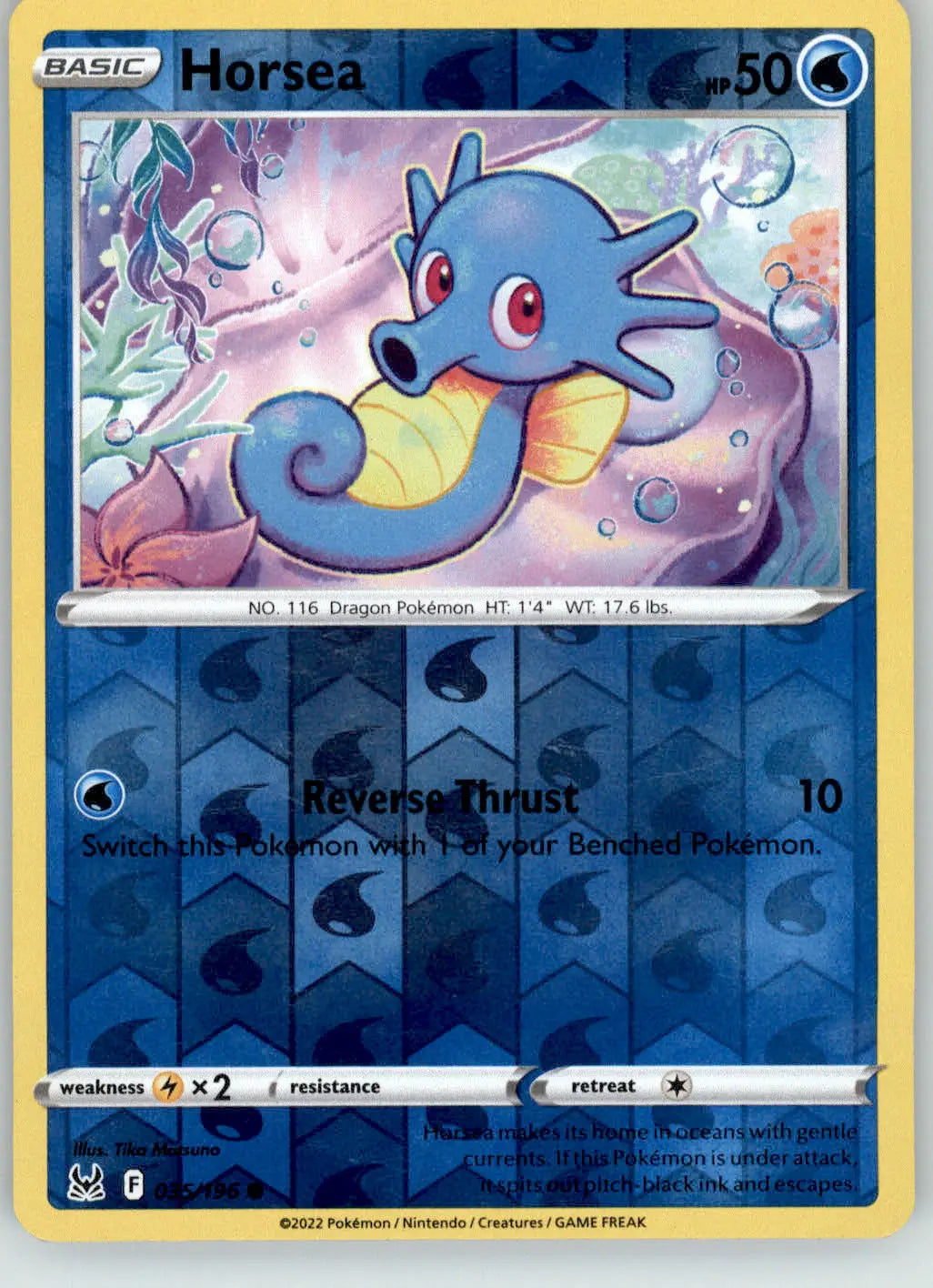 Horsea - Lost Origin - 035/196 - Reverse Holo LP Pokemon - Pokémon Card Single
