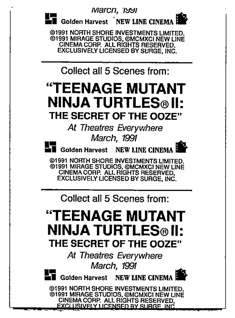 Promotional material for Teenage Mutant Ninja Turtles II The Secret Of The Ooze featuring mutant ninja turtles
