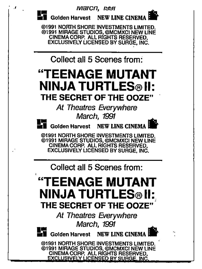Teenage Mutant Ninja Turtles II The Secret Of The Ooze trading card lot advertisement