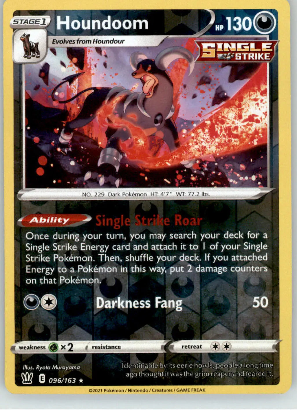Houndoom - Battle Styles - 096/163 - Reverse Holo Holo LP Pokemon - Pokémon Card Single