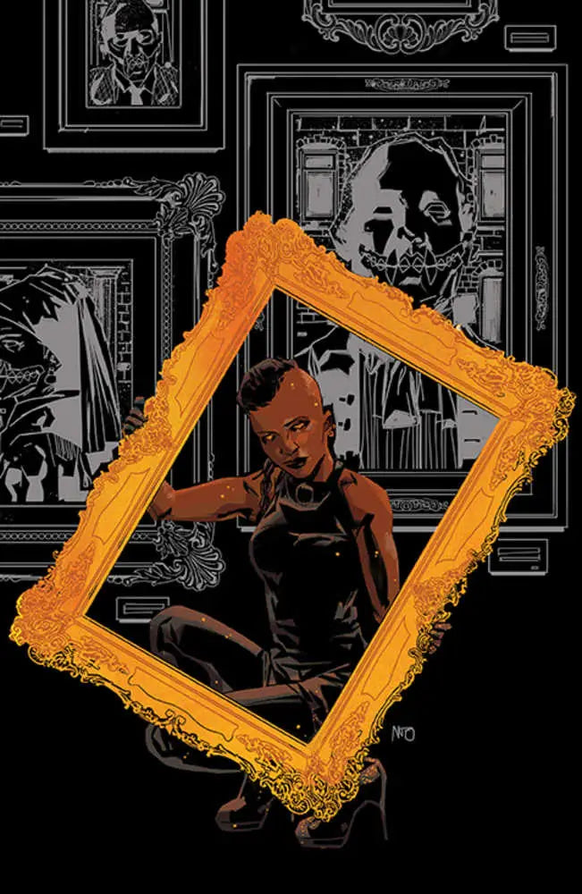 Ornate orange picture frame highlighting House Of Slaughter #23 Spot UV Variant Fuso art