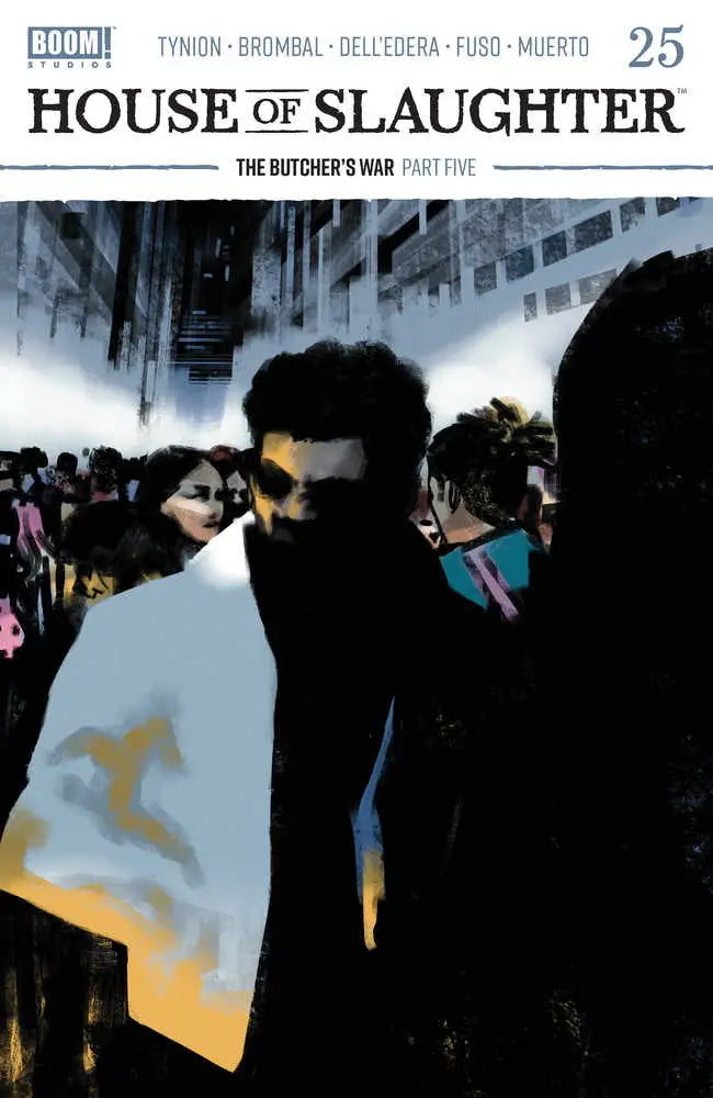 Comic book cover for House of Slaughter #25 with silhouetted figure in urban setting