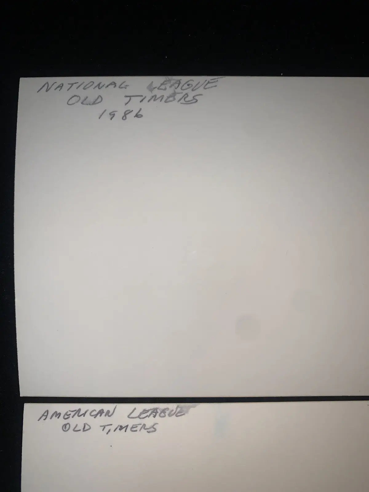 Two blank baseball photo pages for Timers Game trading cards featuring league stars