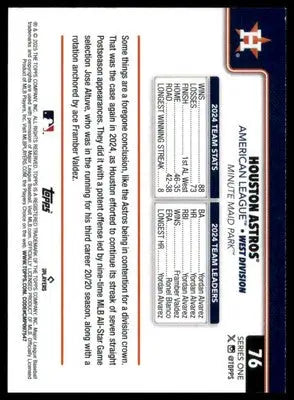 Houston Astros 2025 Topps #76 Houston Astros - Baseball Card Single
