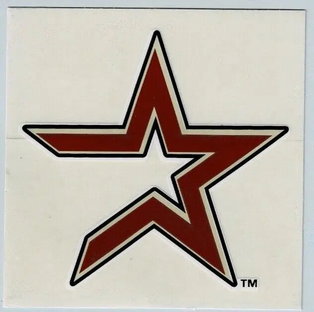 Maroon and white star sticker for Houston Astros baseball cards and trading cards
