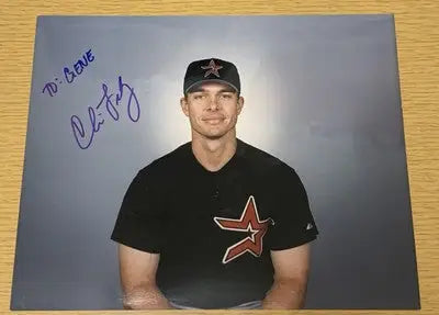 Autographed Houston Astros baseball player photo featuring Chris Holt and Russ Johnson