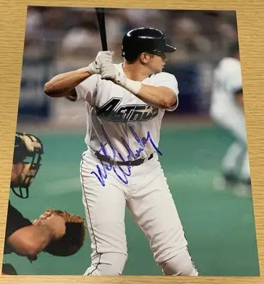 Autographed Houston Astros baseball photo featuring Chris Holt and Russ Johnson signatures
