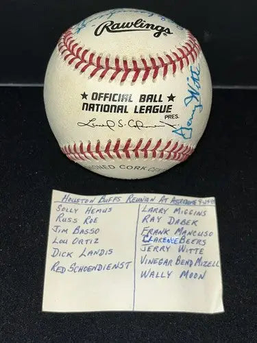 Houston Buffs Reunion Signed Ball AUTO VINEGAR BEND MIZELL RED SCHOENDIENST JSA - Sports Memorabilia