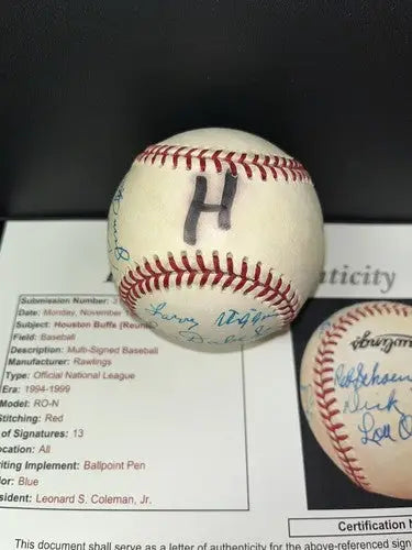 Houston Buffs Reunion Signed Ball AUTO VINEGAR BEND MIZELL RED SCHOENDIENST JSA - Sports Memorabilia