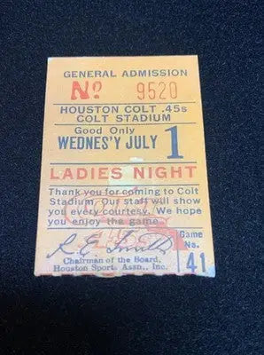 Houston Colt 45s Ticket Stub July 1 1964 Game NY Mets Ed Kranepool Walt Bond - Sports Memorabilia