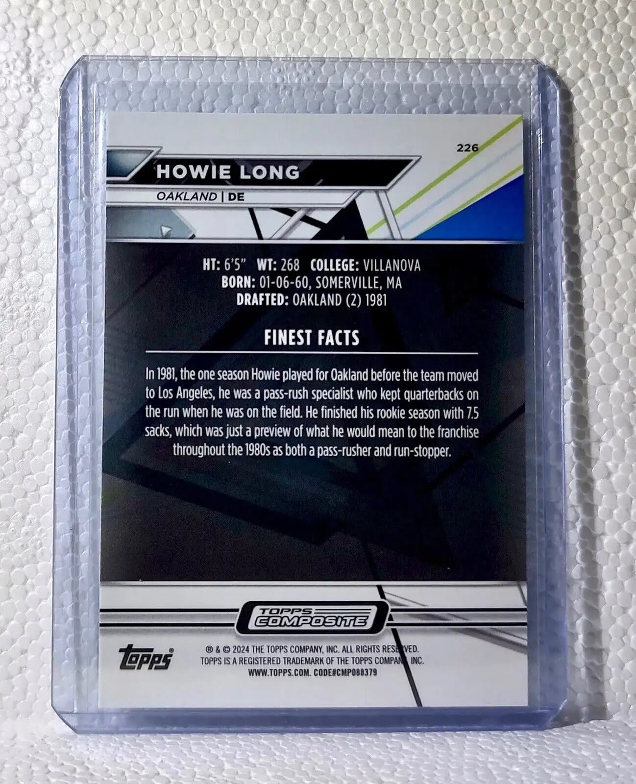 Howie Long 2023 Topps Finest NFL #226 Composite Football Card Oakland Raiders - Football Card Single