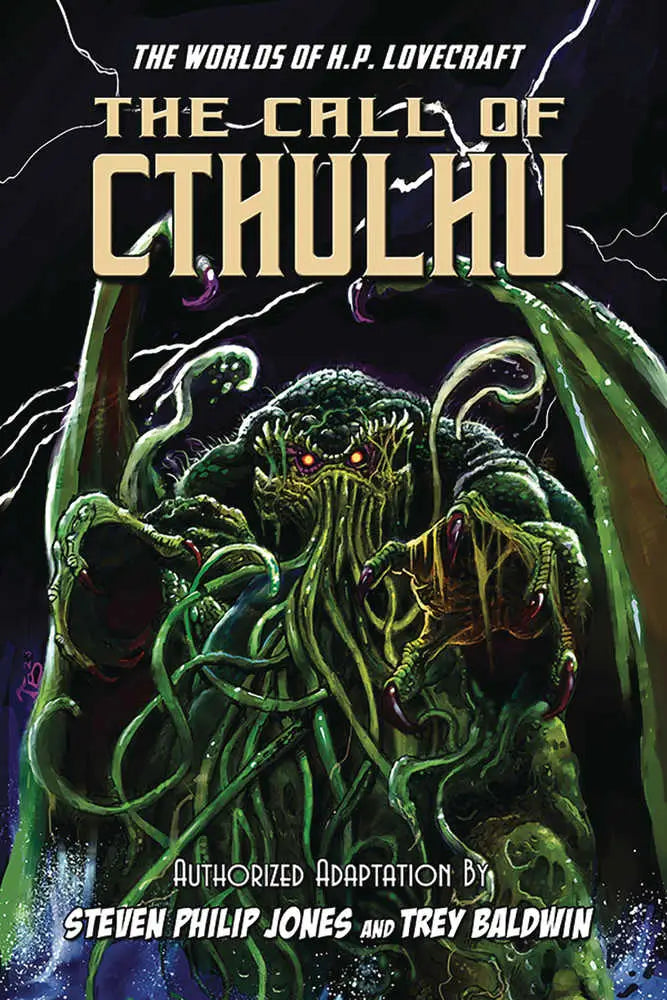 Monstrous green tentacled creature on Hp Lovecraft Call Of Cthulhu Graphic Novel cover