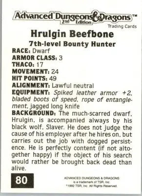 Hrulgin Beefbone - 1992 TSR Advanced Dungeons & Dragons - #80 - Non_sport - Non-Sports Card Single
