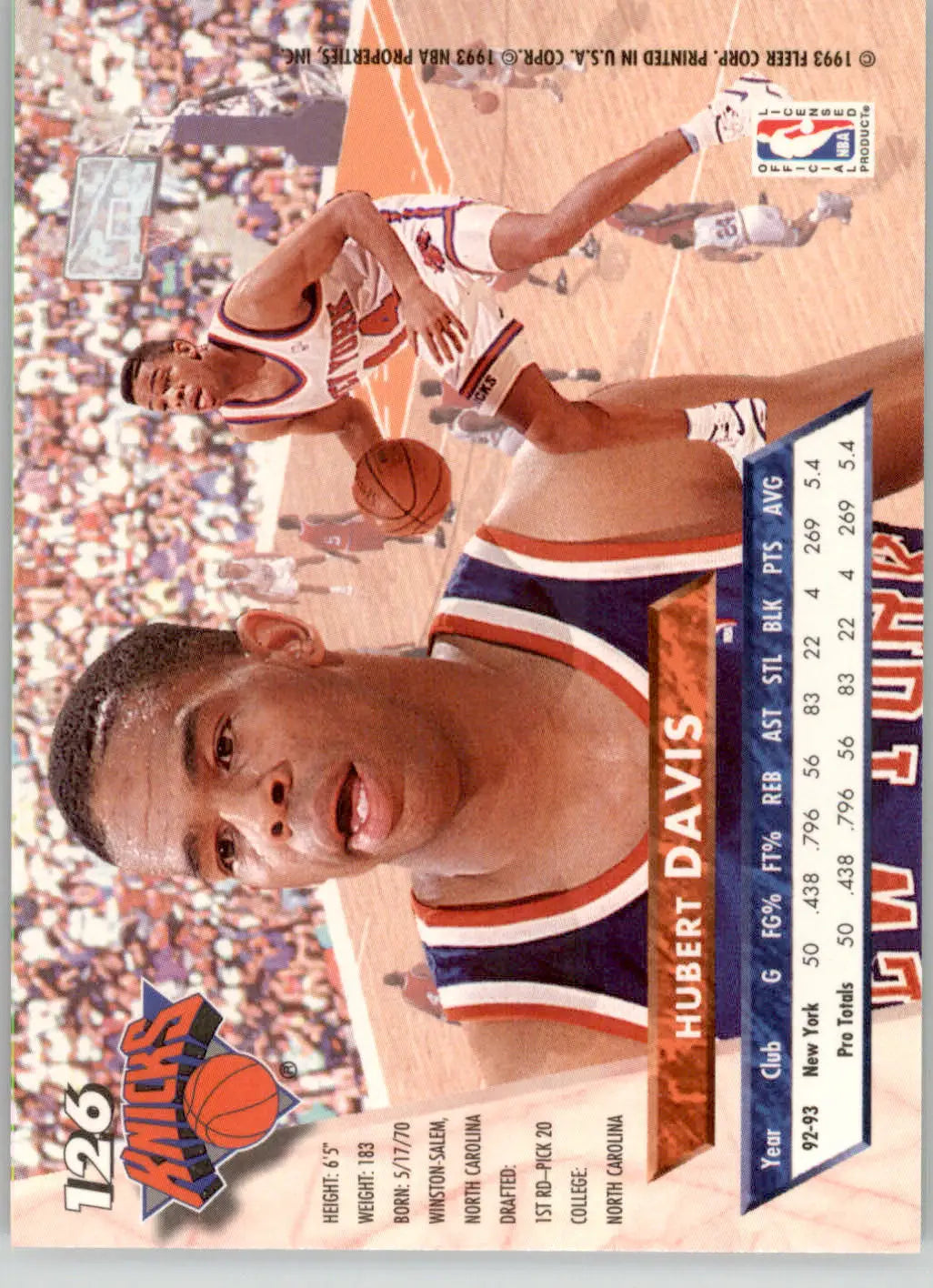 Hubert Davis - 1993-94 Ultra - #126 - Basketball - Basketball Card Single