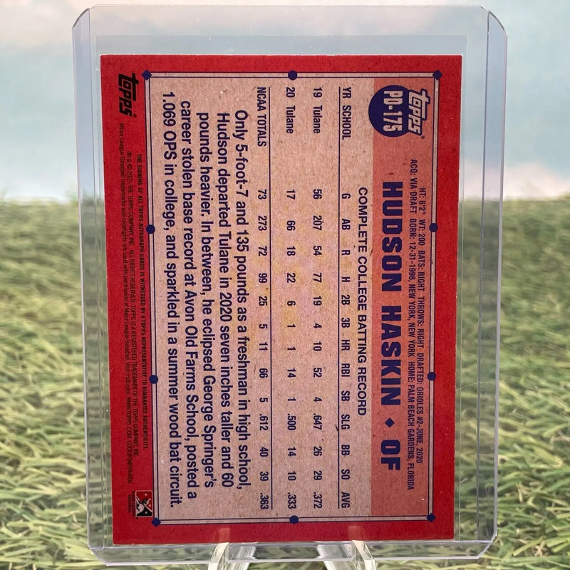 Hudson Haskin 2021 Topps Pro Debut Autographed Card PD-175 for collectors