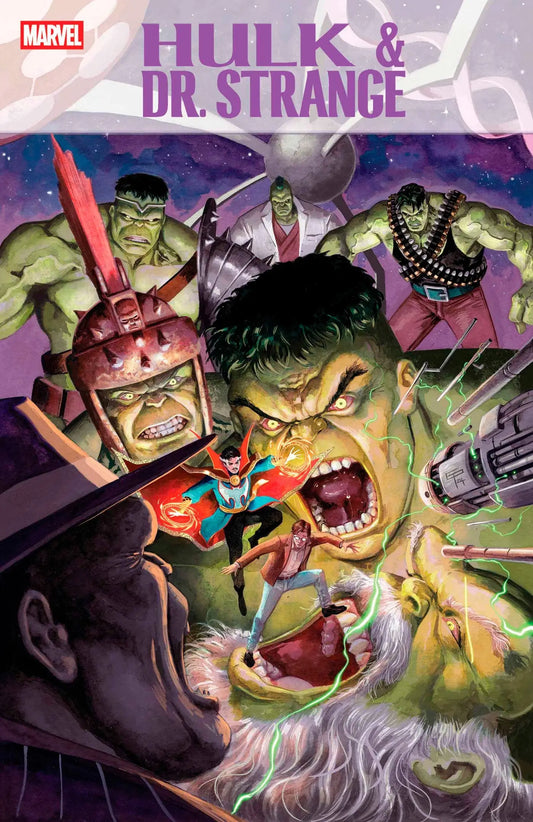 Comic book cover of Hulk and Doctor Strange by German Peralta featuring Bruce Banner
