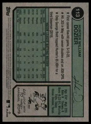 Hunter Dozier 2023 Topps Heritage #113 Kansas City Royals - Baseball Card Single