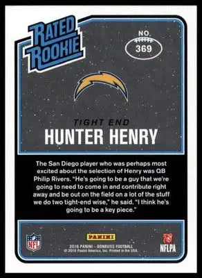 Hunter Henry Rookie 2016 Donruss #369 San Diego Chargers