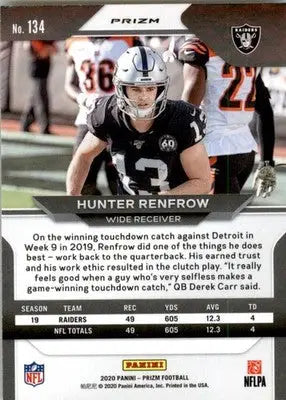 Hunter Renfrow - 2020 Panini Prizm - #134 - Prizm Lazer Football - Football Card Single