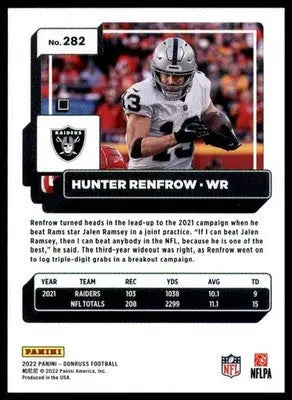 Hunter Renfrow 2022 Donruss #282 Las Vegas Raiders - Football Card Single