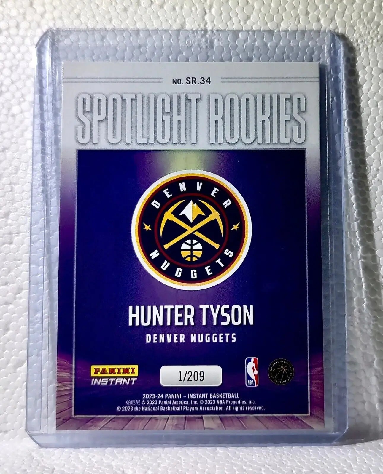 Hunter Tyson 2023-24 Panini #34 NBA Spotlight Rookies Basketball Card 1/209 - Basketball Card Single