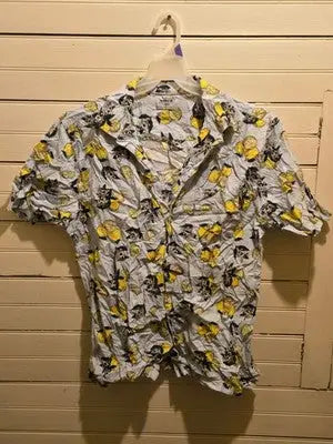 Hurley Shirt Mens L Short Sleeve Button Up Lemon Print Resort Light Blue Casual - Apparel