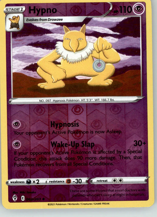 Hypno - Evolving Skies - 062/203 - Reverse Holo LP Pokemon - Pokémon Card Single
