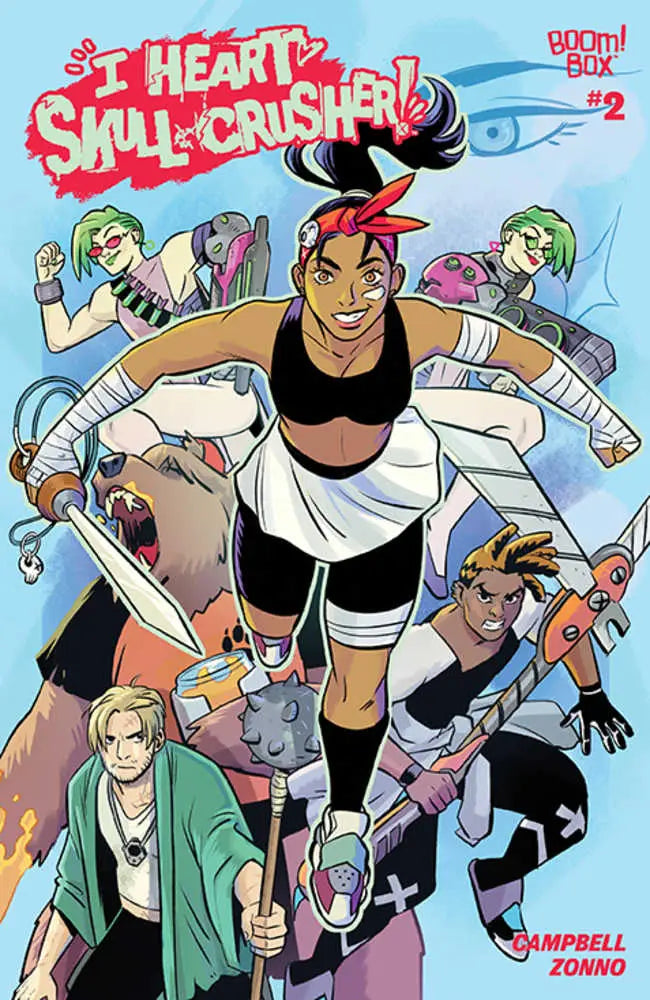 Comic book cover of I Heart Skull-Crusher #2 featuring a skateboarding action scene