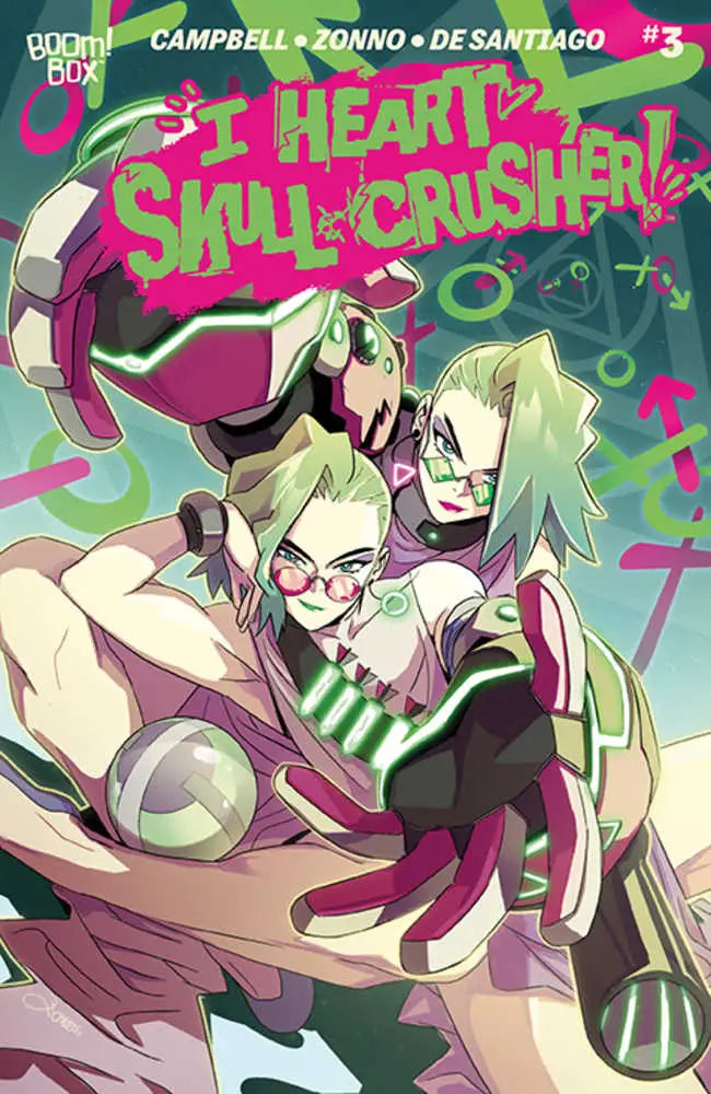 I Heart Skull-Crusher #3 comic book cover with manga art in pink and green tones