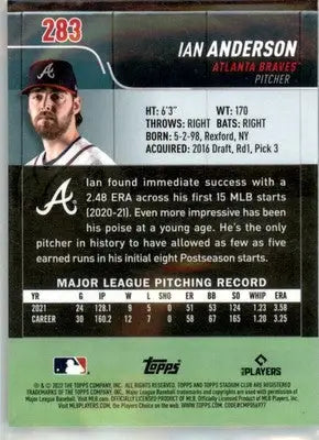 Ian Anderson - 2022 Stadium Club Chrome - #283 - Baseball - Baseball Card Single