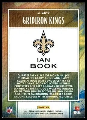 Ian Book 2021 Panini Chronicles Gridiron Kings #GK-9 New Orleans Saints - Football Card Single