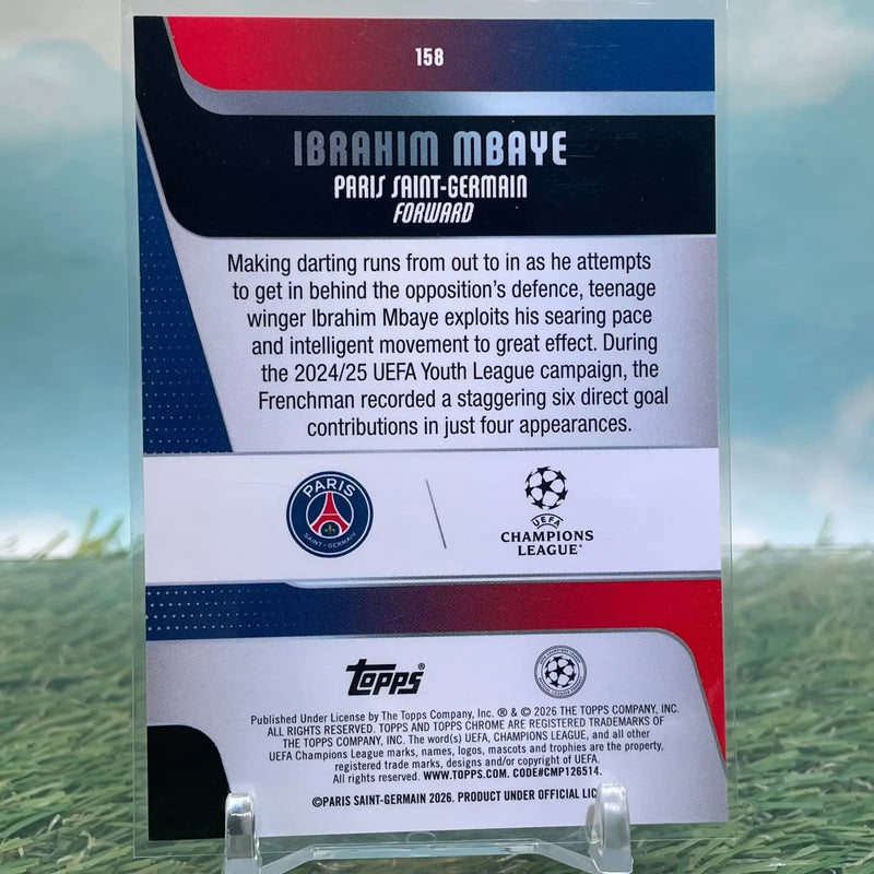 Ibrahim Mbaye 2025 Topps Chrome UEFA #158 Blue X Fractor Future Stars /150 - Soccer Card Single