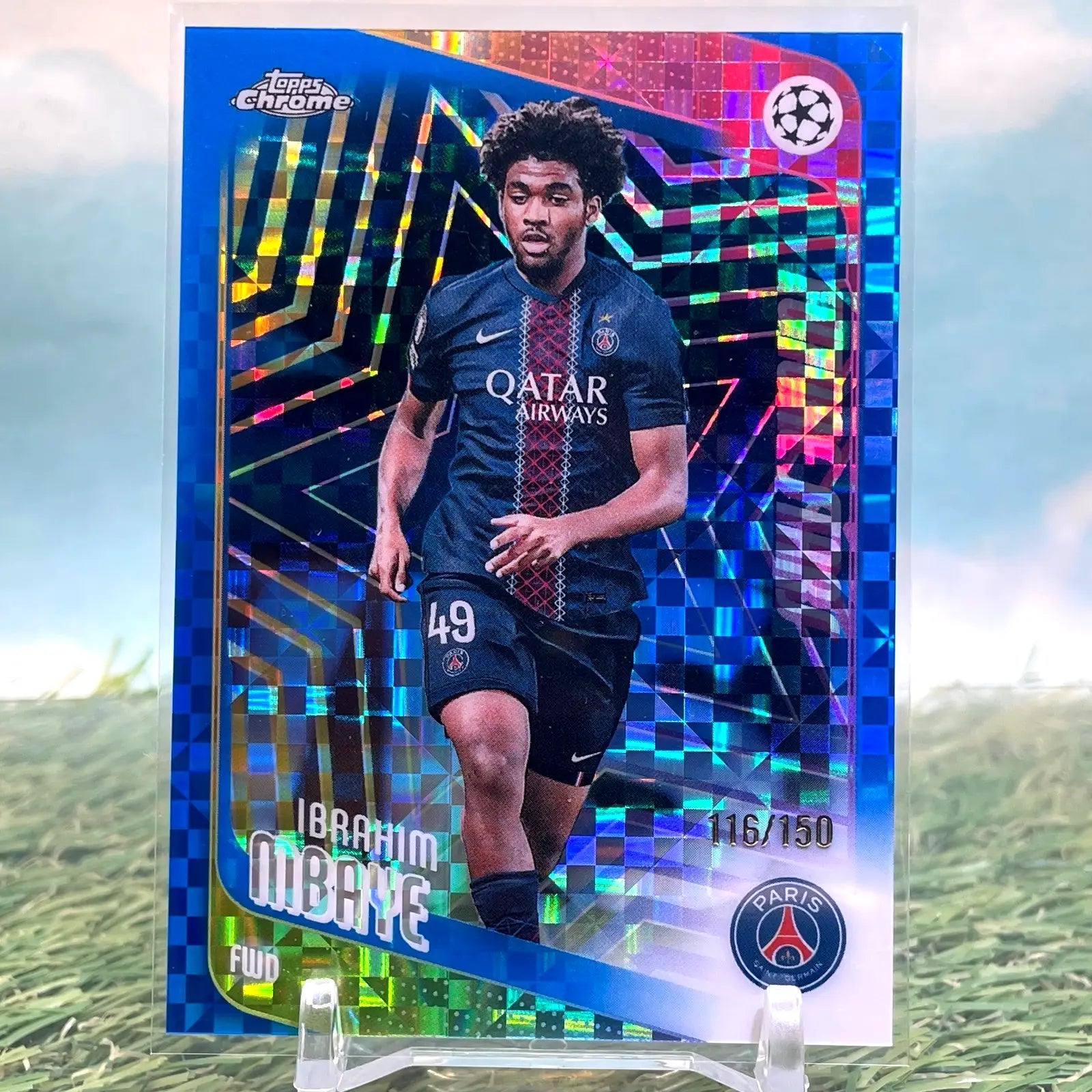 Ibrahim Mbaye 2025 Topps Chrome UEFA #158 Blue X Fractor Future Stars /150 - Soccer Card Single