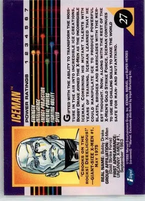 Iceman - 1992 Impel Marvel Universe - NM - #27 - Marvel Card Single