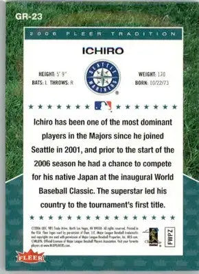 Ichiro - 2006 Fleer Tradition - #GR-23 - Grass Roots Baseball - Baseball Card Single