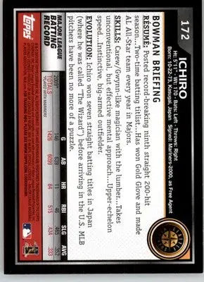 Ichiro - 2010 Bowman - #172 - Baseball - Baseball Card Single