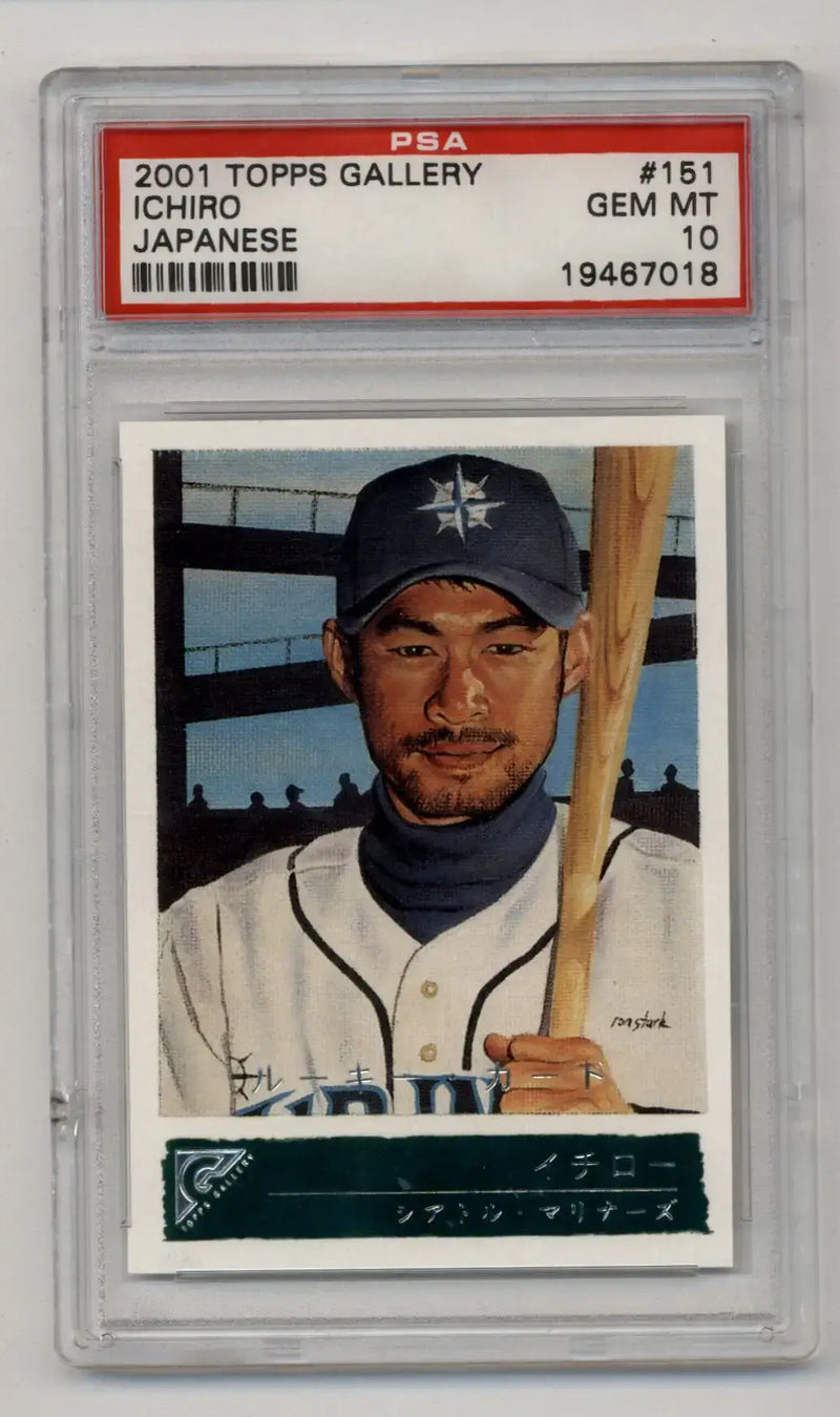 Ichiro Suzuki 2001 Topps Gallery Japanese Text #151 PSA 10 Gem Mint 7018 - Baseball Card Single