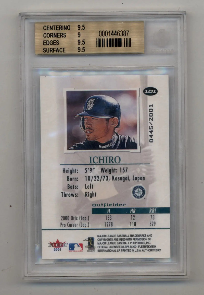 Graded Ichiro Suzuki Fleer Authority baseball card BGS 9.5 Gem Mint