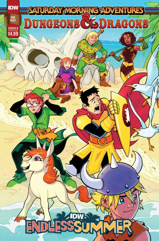 Comic book cover for Dungeons & Dragons Endless Summer with animated adventurers in action