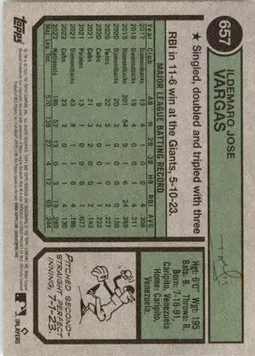 Ildemaro Vargas - 2023 Topps Heritage - #657 - Baseball - Baseball Card Single