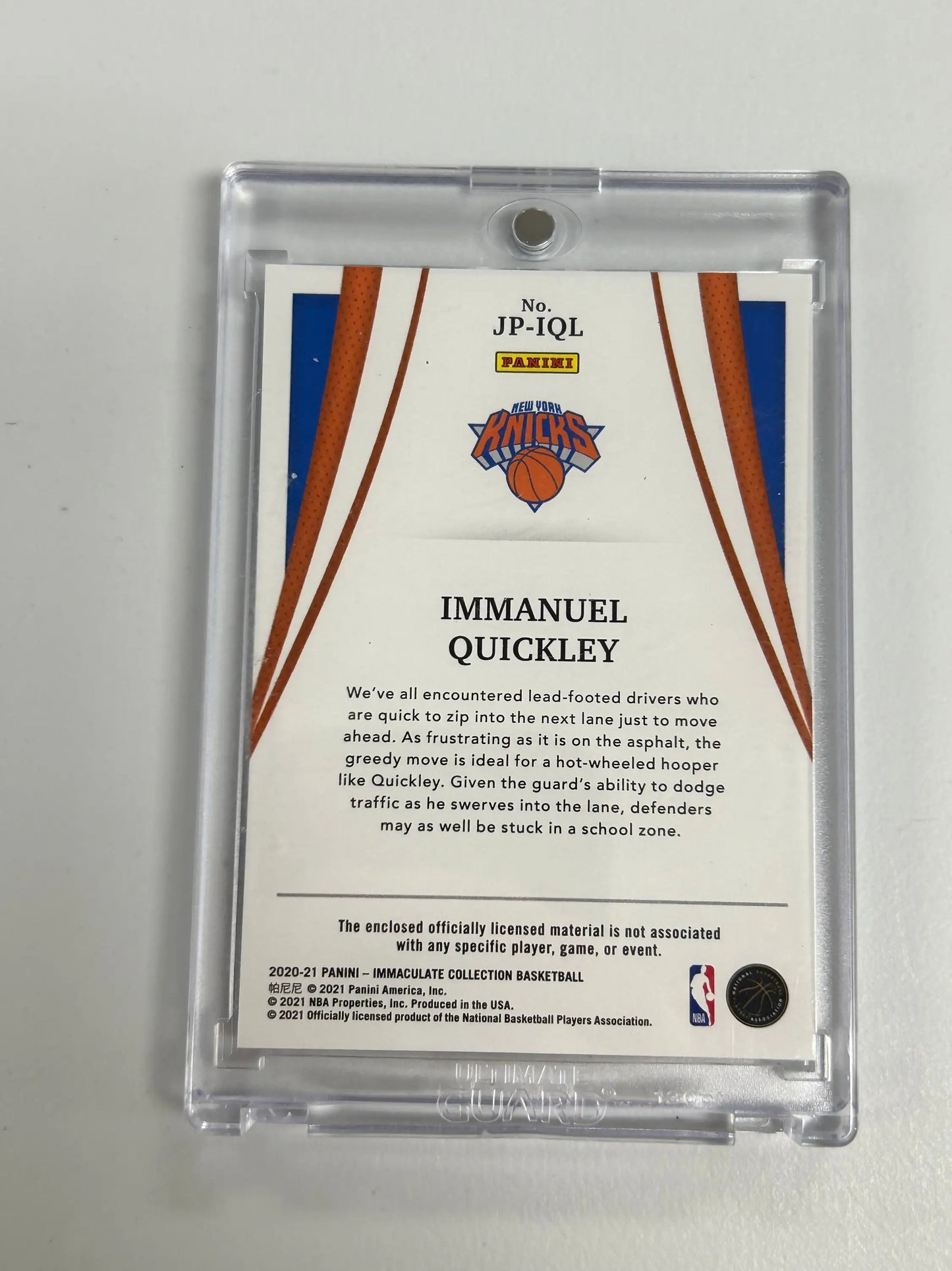 Immanuel Quickley 2020 Panini Immaculate Team Logo Jumbo Patch #21/25 - Basketball Card Single
